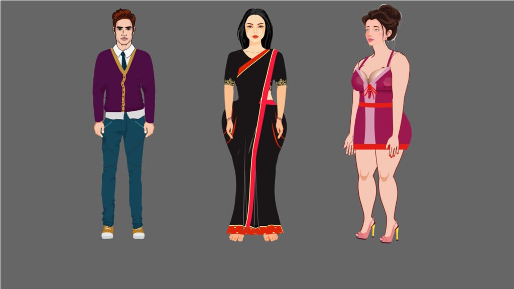 Indian 2D young cartoon characters